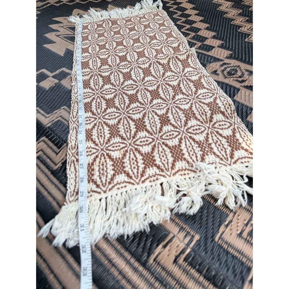 Heritage Handweaving Table Runner Kathleen Corey Flaherty Brown Cream Excellent